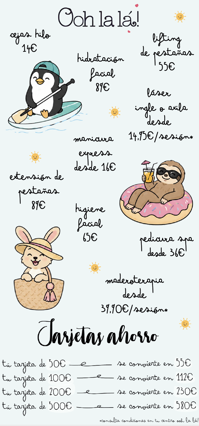 Catálogo de servicios de estética y belleza Ooh La La